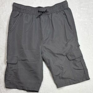 Plugg Boys large 14/16 polyester gray cargo shorts with elastic waist